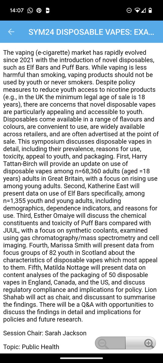 Come and see our symposium on vaping #disposables on Saturday at 9am @srntorg - talks from @MatildaNottage @Marissa_Smith8 @TattanBirch @EsOmaiye and chaired by @DrSarahEJackson