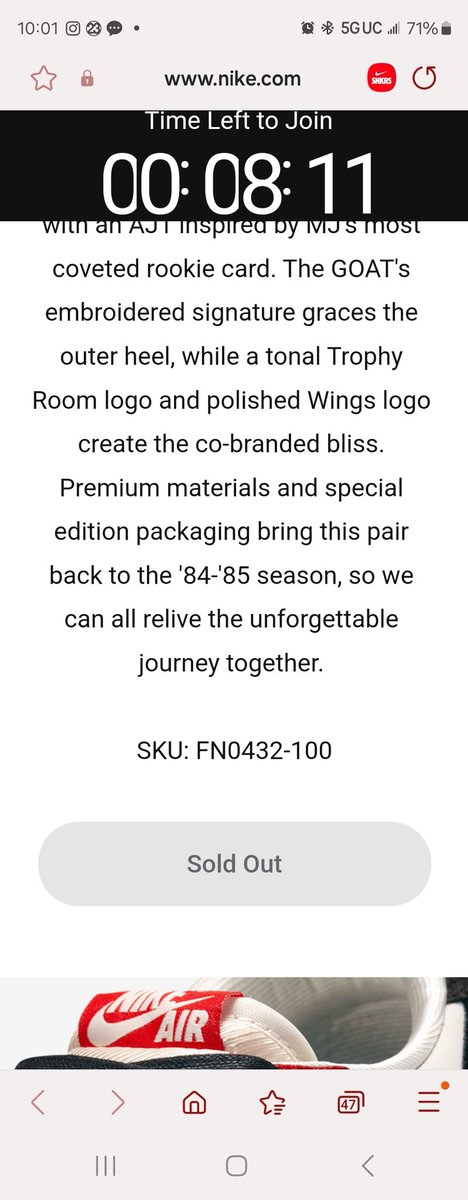 Every time I try to participate in a draw for a highly popular shoe, this happens. Showed sold out, couldn't even enter the draw. Nike, you really need to do something about these bots. It's definitely not fair, <a href="/Nike/">Nike</a>