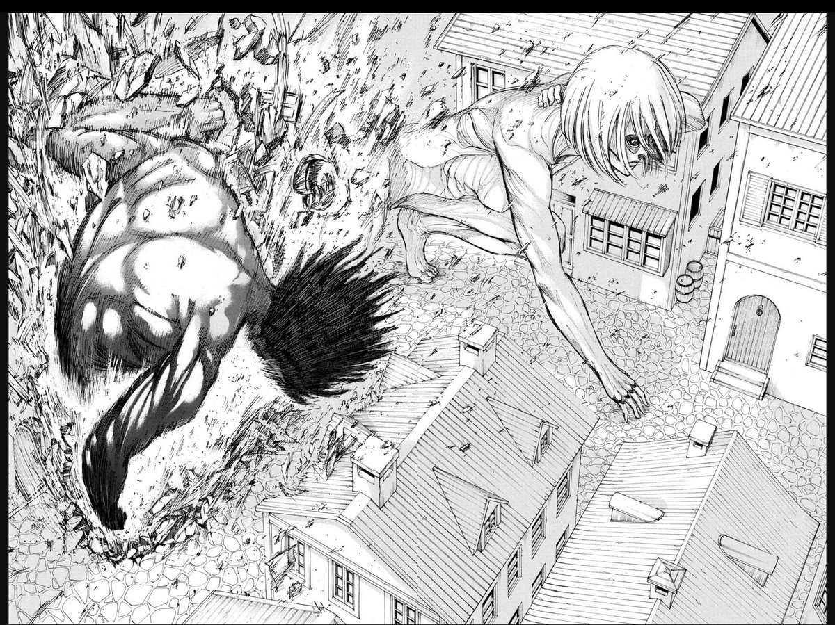 進撃の巨人「進撃の巨人。2回目の女型との戦闘にて原作では少し躊躇したけど割とテンポ良くエレン」しろつきの漫画