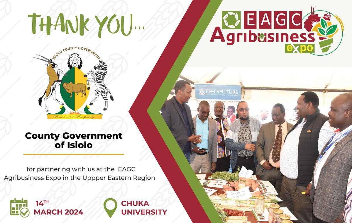 Thank you USAID, TradeMark Africa, Danish Industry, Chuka University, and Tharaka Nithi County for enabling us steer '#Climate #Smart #Technologies and #Practises for #Sustainable #FoodSystems' during the #UpperEasternRegion expo, hosted on 14th March 2024 at Chuka University.