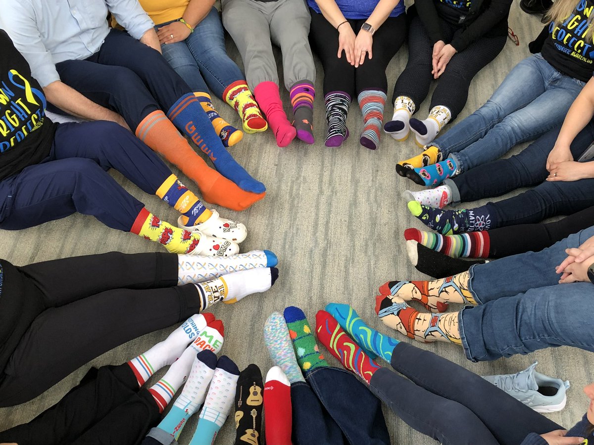 GMS staff are bringing awareness on World Down Syndrome Day by wearing tshirts and crazy socks to honor Danny and Joshua, sons of staff members, Mrs. Effa and Mrs. Reuse!