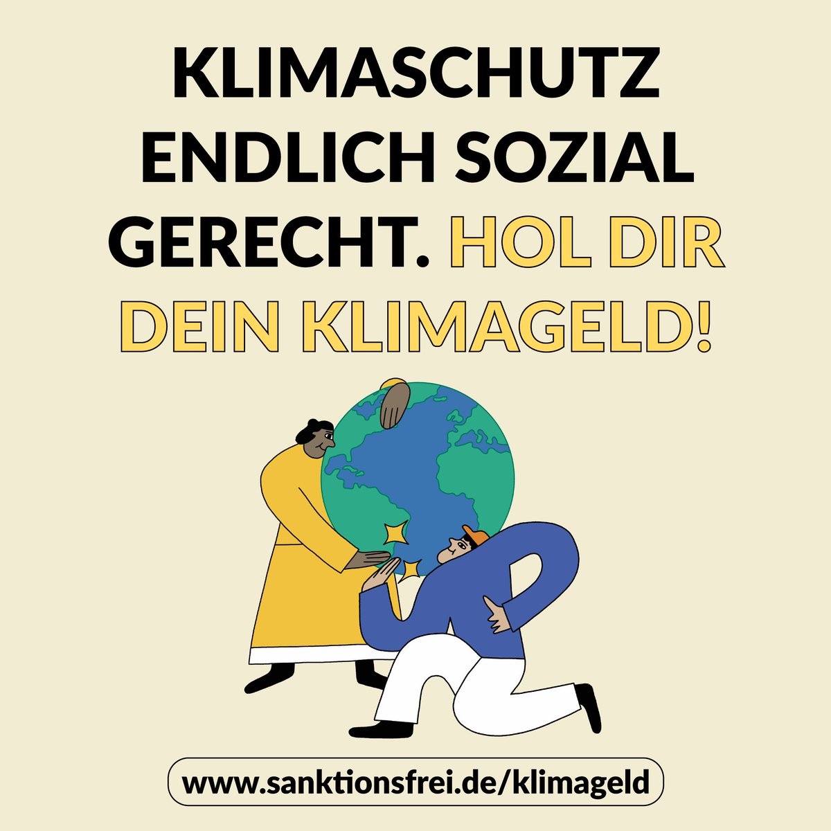 Klimaschutz geht nur sozial! Weil die Ampel es nicht hinbekommt ein Klimageld auszuzahlen, müssen wir halt anfangen: Gemeinsam mit @sanktionsfrei verlosen wir am 4. April erstmals 139€ Klimageld an 1000 Menschen, die es wirklich brauchen! Alle Infos: sanktionsfrei.de/klimageld