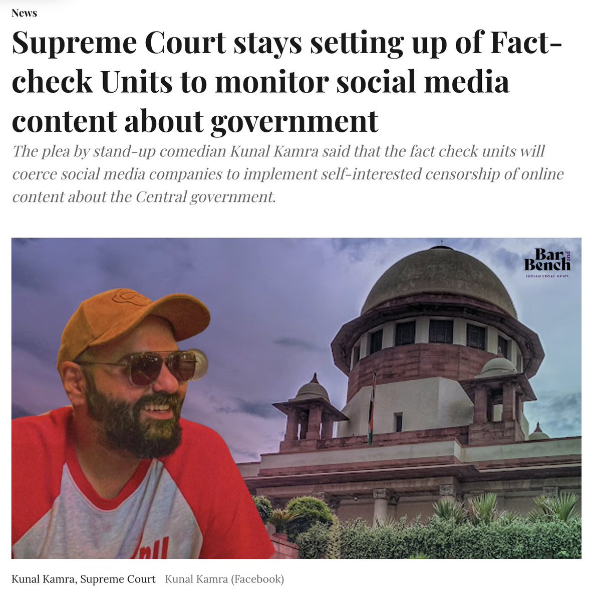 Govt of #India wants to centralize and control fact-checking. Yikes! Hooray for stand-up comic Kunal Kamra, who points out that the government should not be able to dictate whether or not something is true. #freedomofexpression #medialiteracy #india Thx @DebayonRoy
