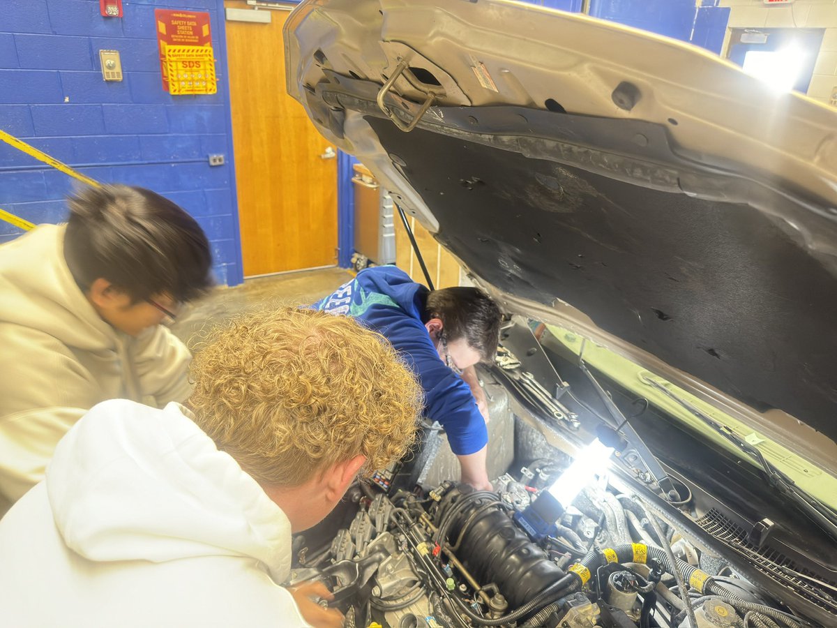 Level II CHS Automotive Students, are changing the Serpentine Belt Tensioner on both of our demonstrator Chevy Impala’s.
First they all watch a video on how to do it, then they perform the repair
<a href="/CCSCTE/">Cleveland CTE</a>