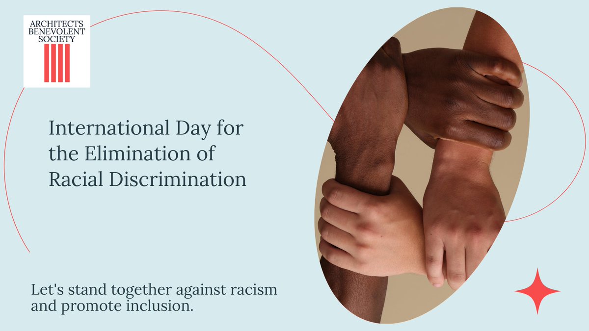 Standing together for equality and inclusion! 
In the International Day for the Elimination of Racial Discrimination, ABS reaffirms its commitment to a diverse architectural profession. 
Together, we can construct a world without prejudice!

#EliminateRacialDiscrimination