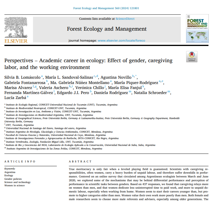 Con la red amorosa y repilas de <a href="/CienciaFem/">💚CienciaFem💚</a> publicamos en *Forest Ecology &amp; Management* <doi.org/10.1016/j.fore…> un trabajo que despliega luces multicolores sobre la labor en ciencia, que nos permite reflexionar, e invita a accionar. Resultados destacados- ver hilo-->