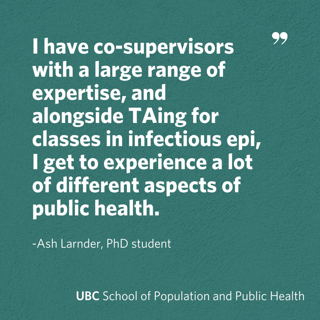 Hear from Ash Larnder about her UBC graduate studies experience as a PhD student specializing in Population and Public Health. In this Q&A, she talks about her motivations behind pursuing a graduate degree, reasons for selecting #UBC and SPPH, and more. bit.ly/3VvbEGI