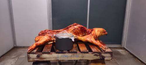 One of our pigs being roasted @C4Foundation 

#Pork #RoastingPig #Pork