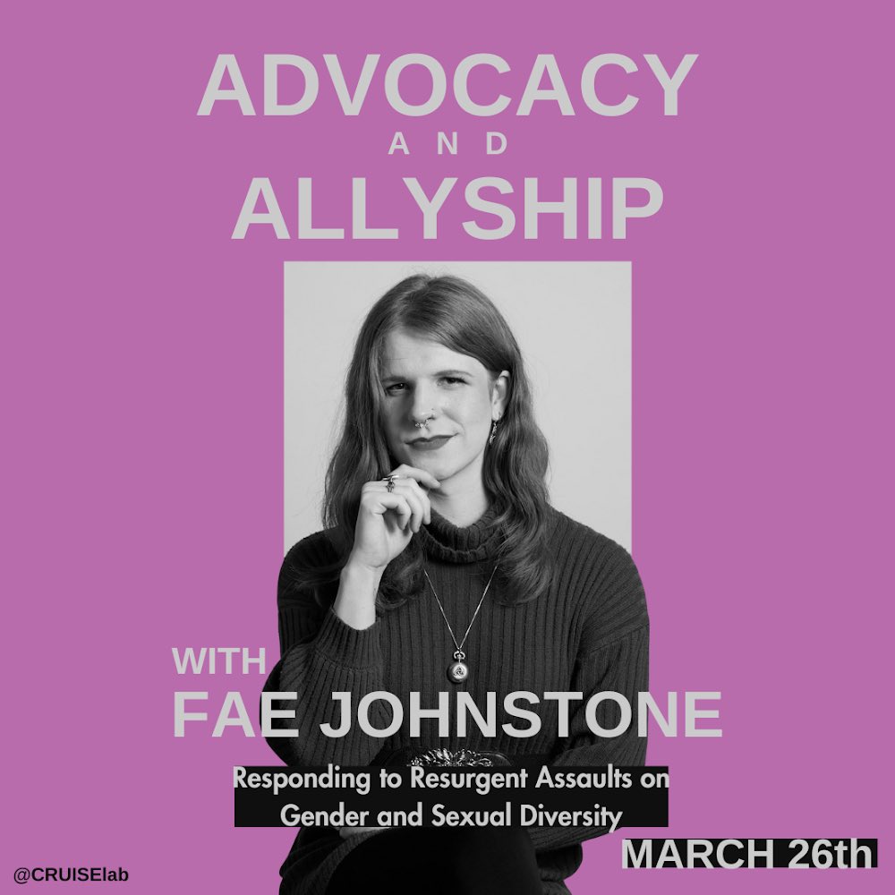 This Tuesday, in Toronto, I’m give a talk on “Advocacy and Allyship: Responding to Resurgent Assaults on Gender and Sexual Diversity” with <a href="/CRUISElab/">CRUISElab</a>.

If you’re in Toronto, I’d love to see you in the audience! You can watch online too.

Grab tickets here: eventbrite.com/e/advocacy-and…