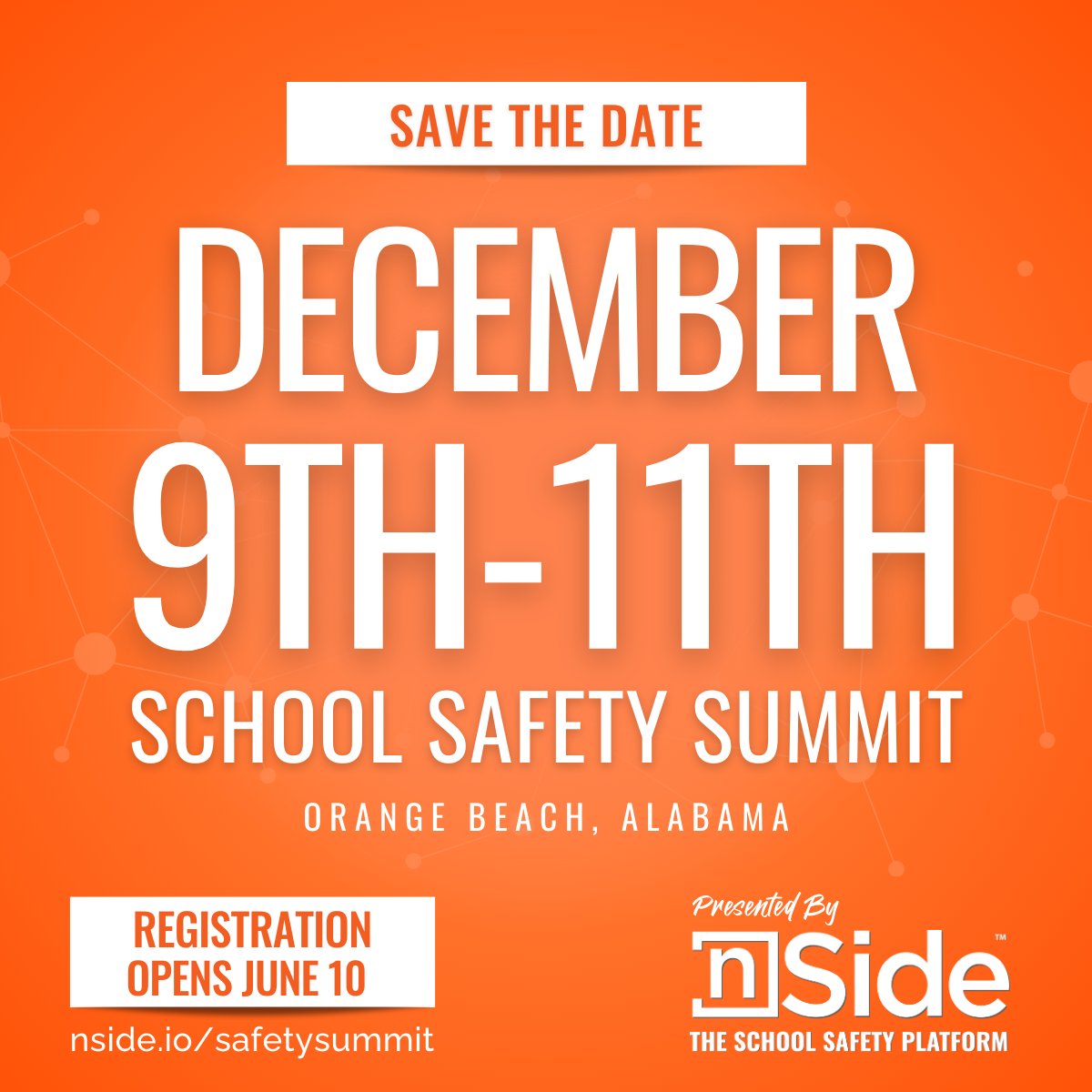 nSideApp's tweet image. Save the date! 🎉 Our 2024 nSide School Safety Summit will be held December 9-11 at the Orange Beach Event Center in Orange Beach, AL! Registration for the summit will open on June 10, 2024. 🌊
#2024nSideSchoolSafetySummit #SchoolSafety #nSide #CampusSafety