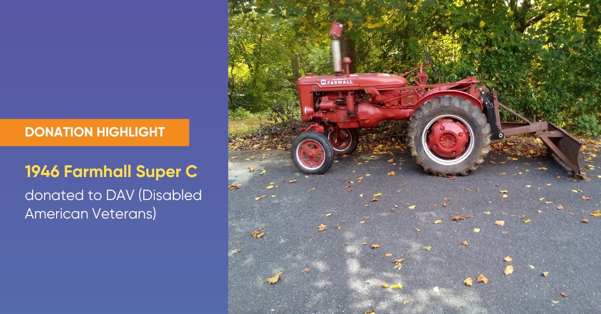 Excited to share that this 1946 Farmhall Super C was generously donated to @DAVHQ! Every contribution counts towards making a meaningful impact! This donation not only supports DAV's #vehicledonationprogram but also supports our veterans. 
#CARS4Good