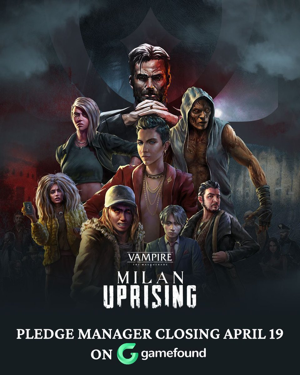 The Pledge Manager for Vampire: The Masquerade - Milan Uprising is closing on April 19th! This means there's only one month left to finalize your pledge! Not yet a backer? LATE PLEDGE NOW! buff.ly/45QyV8a #teburu #tabletopgaming #boardgames #worldofdarkness