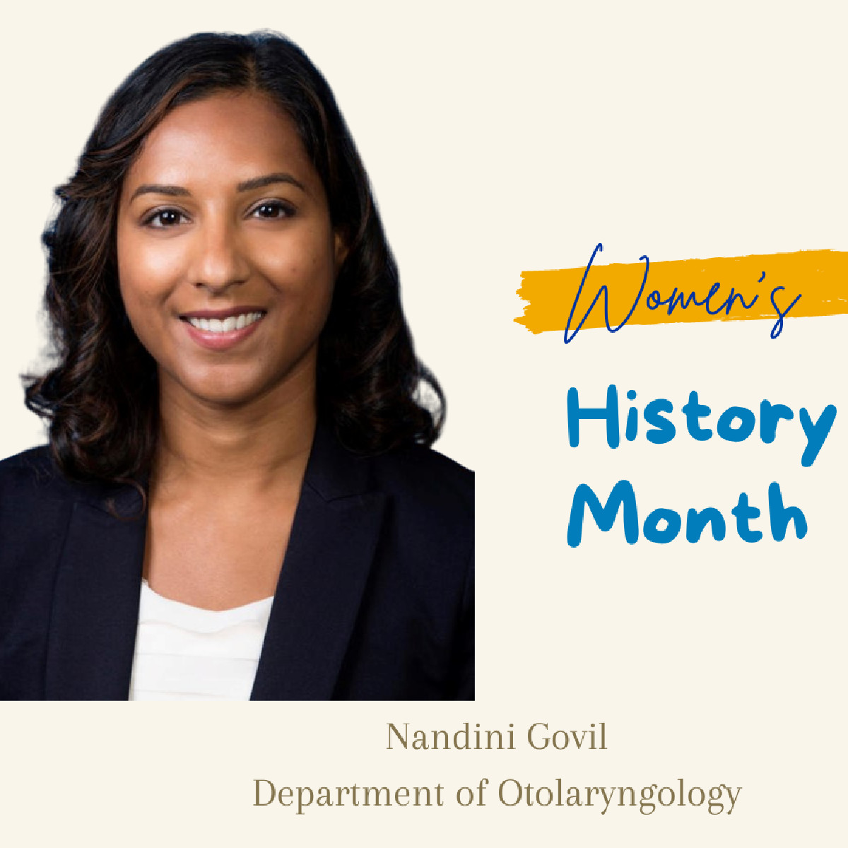 Today we recognize Dr. Nandini Govil as part of #WomensHistoryMonth. Dr. Govil is an assistant professor in the Department of Otolaryngology, & she shared a powerful story about her mother who serves as her inspiration. Read her story ➡️ brnw.ch/21wI6ip