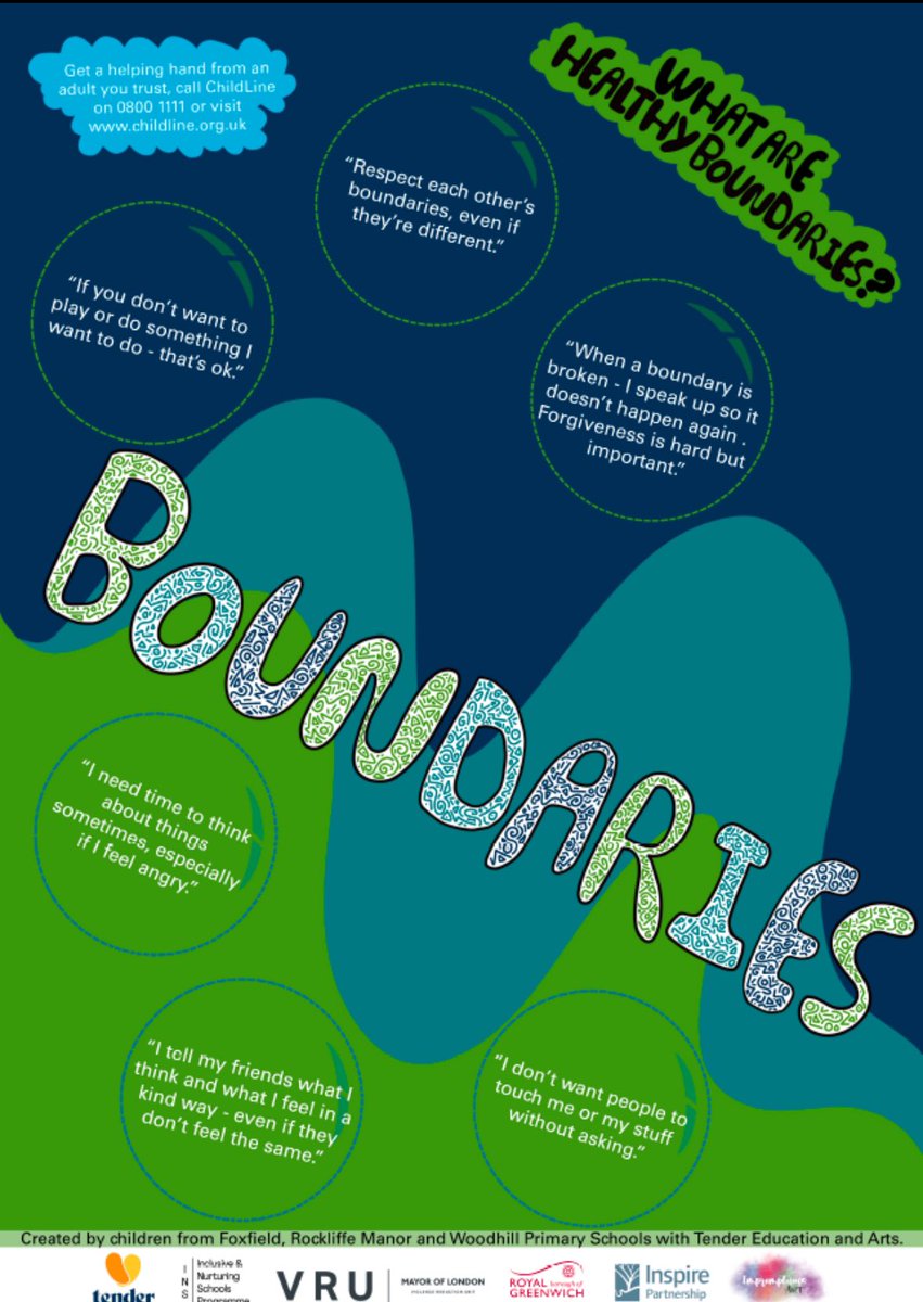 WoodhillSENCo's tweet photo. We are so proud of our Healthy Relationship Champion School Award as part of the @LDN_VRU INSP with the amazing support of Marie from @TenderUK . Our Boundaries poster will now be displayed in all primary schools across @Royal_Greenwich alongside @foxfield and @RockliffeManor’s https://t.co/LUc9l0A752