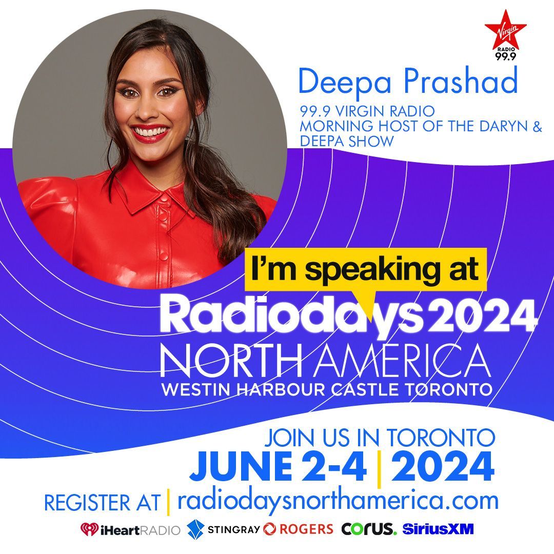 NEW ANNOUNCEMENT!🎉  <a href="/deepaprashad1/">The Deepster</a>, of The Daryn &amp; Deepa Show on 99.9 Virgin Radio will be speaking at RDNA!  Purchase your RDNA passes now! buff.ly/3Lzdvn4 
#RDNA2024