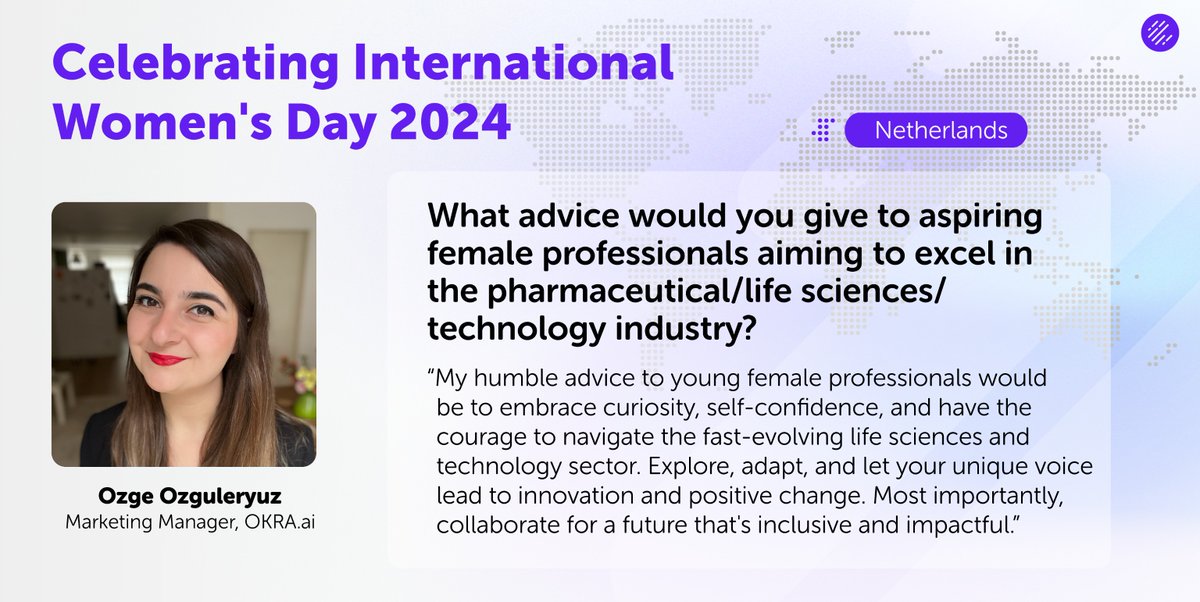 This March, we continue to honor International Women's Day. According to @Ozge Ozguleryuz, Marketing Manager at Okra.ai, an Envision Pharma Group company, the key to unlocking innovation lies in the hands of young female professionals. #EnvisionPharma #IWD2024
