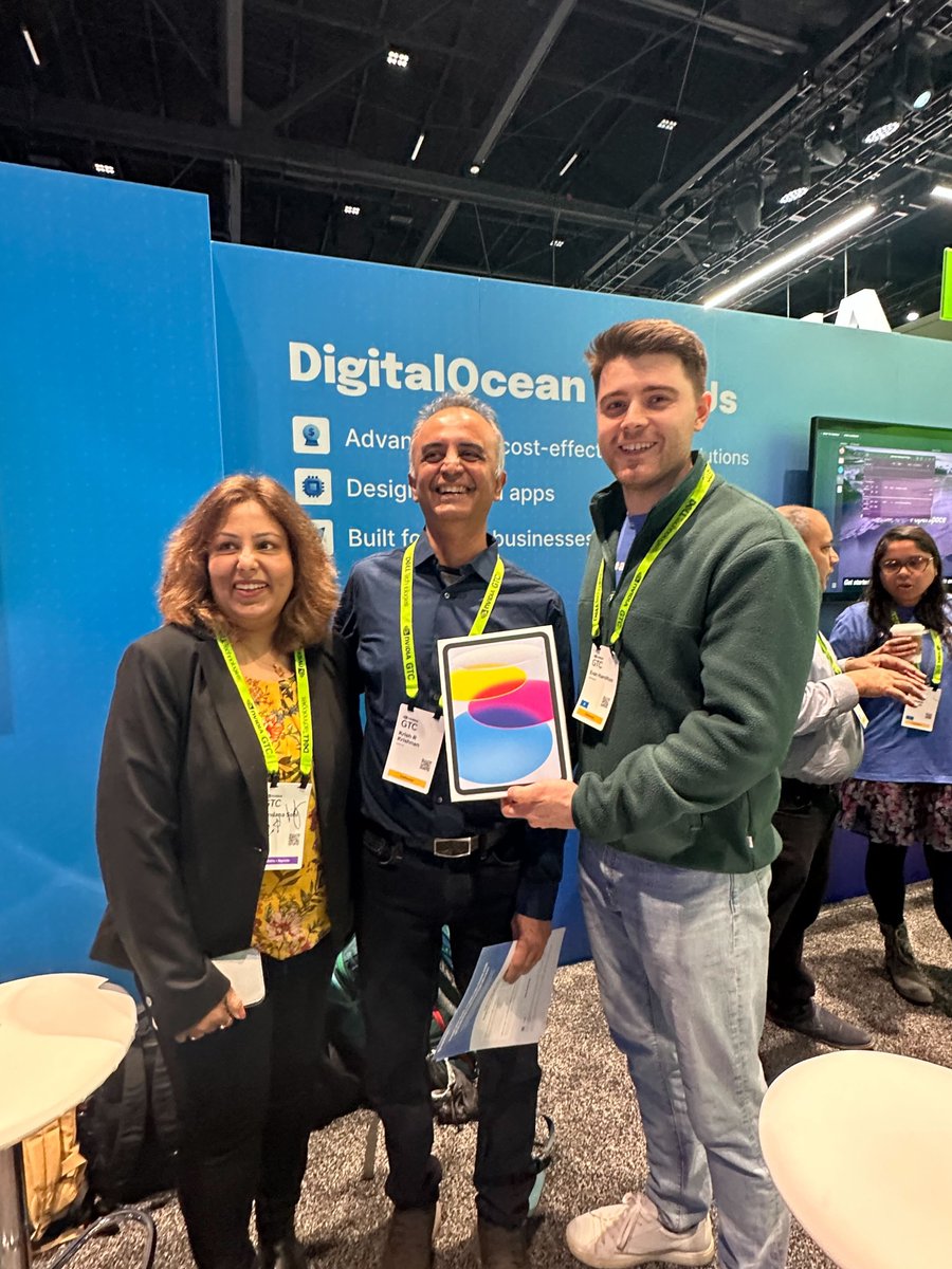 Congratulations to our second iPad winner, Krish R Krishnan, CEO of zasti.ai! Don't miss out on more prize opportunities with Paperspace by @digitalocean here at #NvidiaGTC2024!