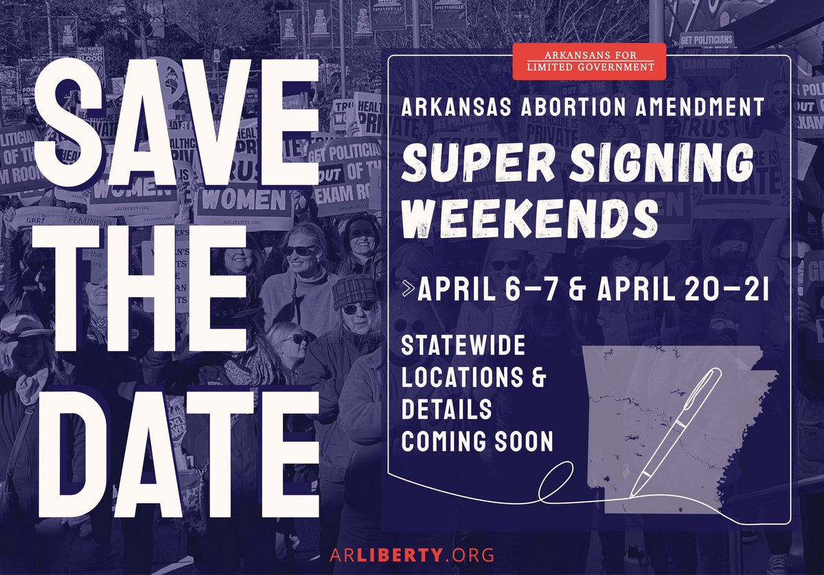 It’s officially spring and that means signing events are ramping up. Save the date for these upcoming weekends and stay tuned for more info! #ARabortionamendment #AbortionIsHealthcare #arpx #trustwomen
