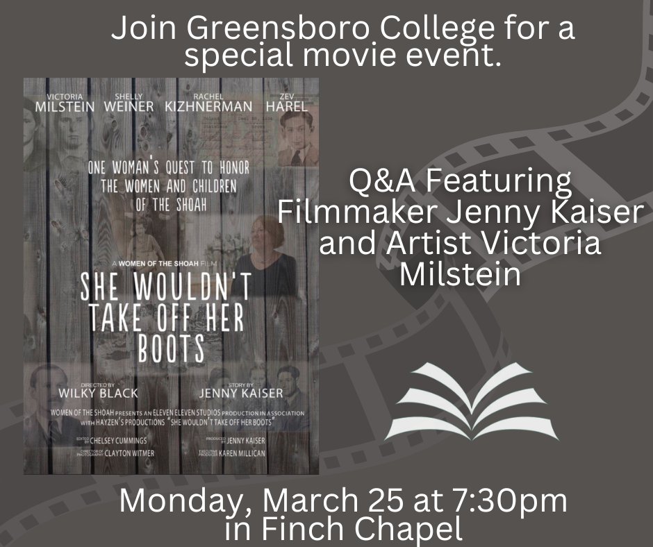 Greensboro College invites you to a special movie event this Mon. There will be a special screening of the documentary, 'She Wouldn't Take Off Her Boots,' followed by a Q&A with filmmaker, Jenny Kaiser and artist, Victoria Milstein. Learn more here: greensboro.edu/news/greensbor…