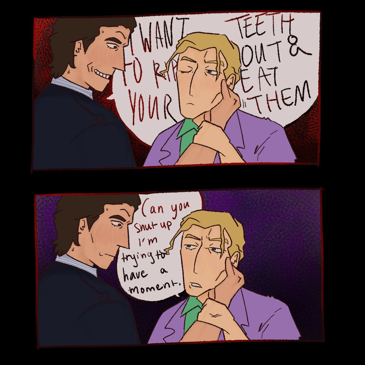 based off a joke my gf made ^_^ #moriohpsycho #patrickbateman #yoshikagekira #comicart? #fanart #lalala