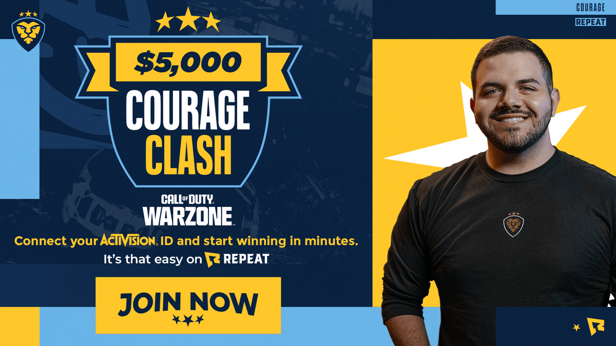 📣The @CouRageJD Clash @CallofDuty Warzone tournament is live and games are counting📣 All you need to do is go to the link below, sign up, connect your Activision ID and play the Battle Royale playlist to start earning while you play. 🔗rpt.gg/courage🔗