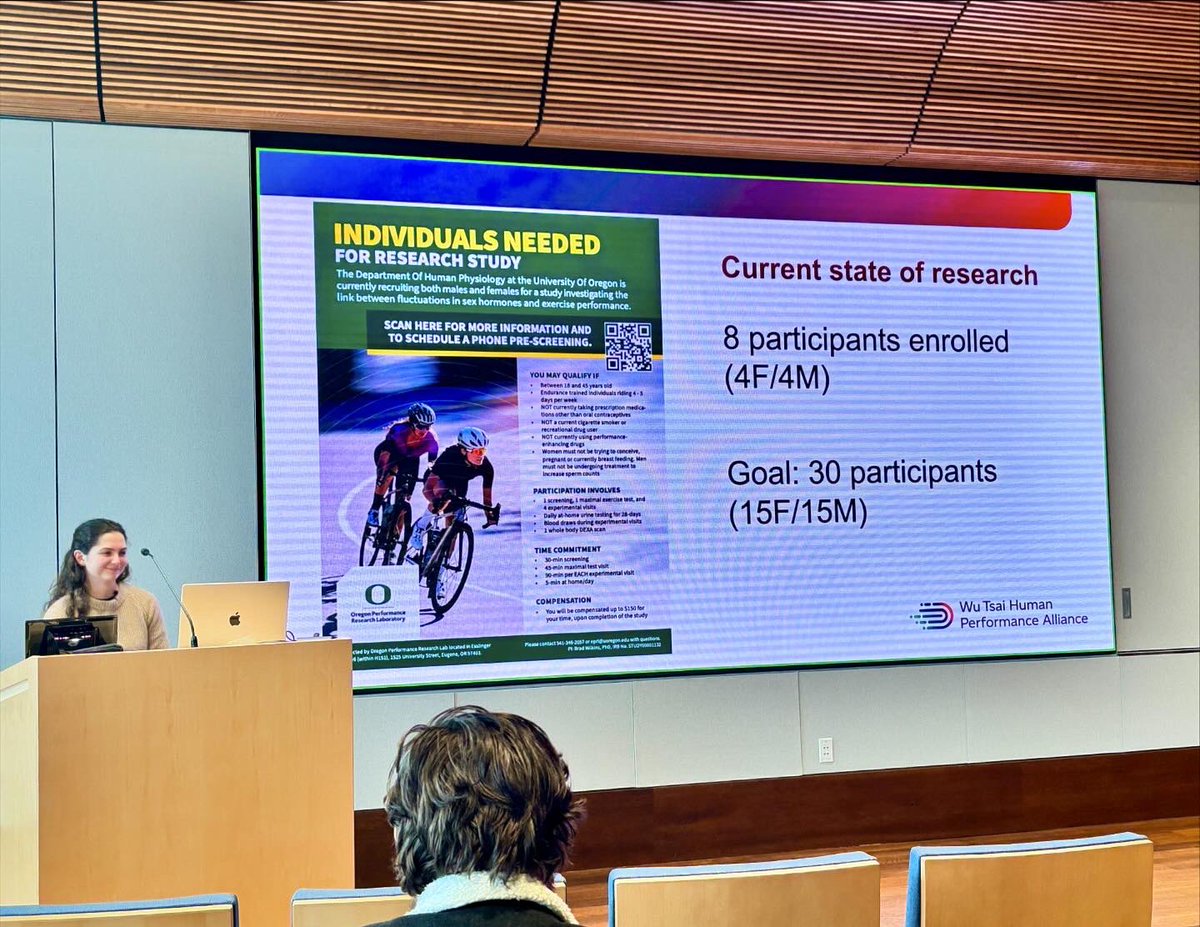 Oregon Performance Research Laboratory | OPRL (@oprl_uo) on Twitter photo 📣Lab Member Shoutout! 📣
#OPRL PhD student Mira Schoeberlein presented background info and gave an update on her current study at today’s <a href="/WuTsaiAlliance/">Wu Tsai Human Performance Alliance</a> at <a href="/uoregon/">University of Oregon</a> Meeting! 👏🏼
Follow us for updates on how to participate in it!
#HumanPerformance #Hormones #FemaleAthlete 📣Lab Member Shoutout! 📣
#OPRL PhD student Mira Schoeberlein presented background info and gave an update on her current study at today’s <a href="/WuTsaiAlliance/">Wu Tsai Human Performance Alliance</a> at <a href="/uoregon/">University of Oregon</a> Meeting! 👏🏼
Follow us for updates on how to participate in it!
#HumanPerformance #Hormones #FemaleAthlete