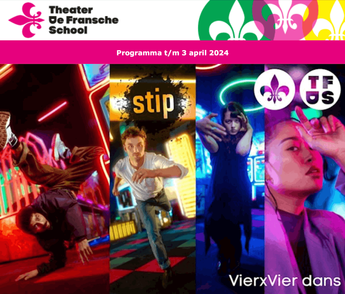 Programma tm volgende week!
theaterdefranscheschool.nl/mailing
Blijf op de hoogte en schrijf je in!
theaterdefranscheschool.nl/bodh

#vierxvier #dans #tobikooiman #thuis #zoneofinterest #songsofearth
#blijfopdehoogte #theater #film #podium #culemborg #gelderland #utrecht #tiel #denbosch
