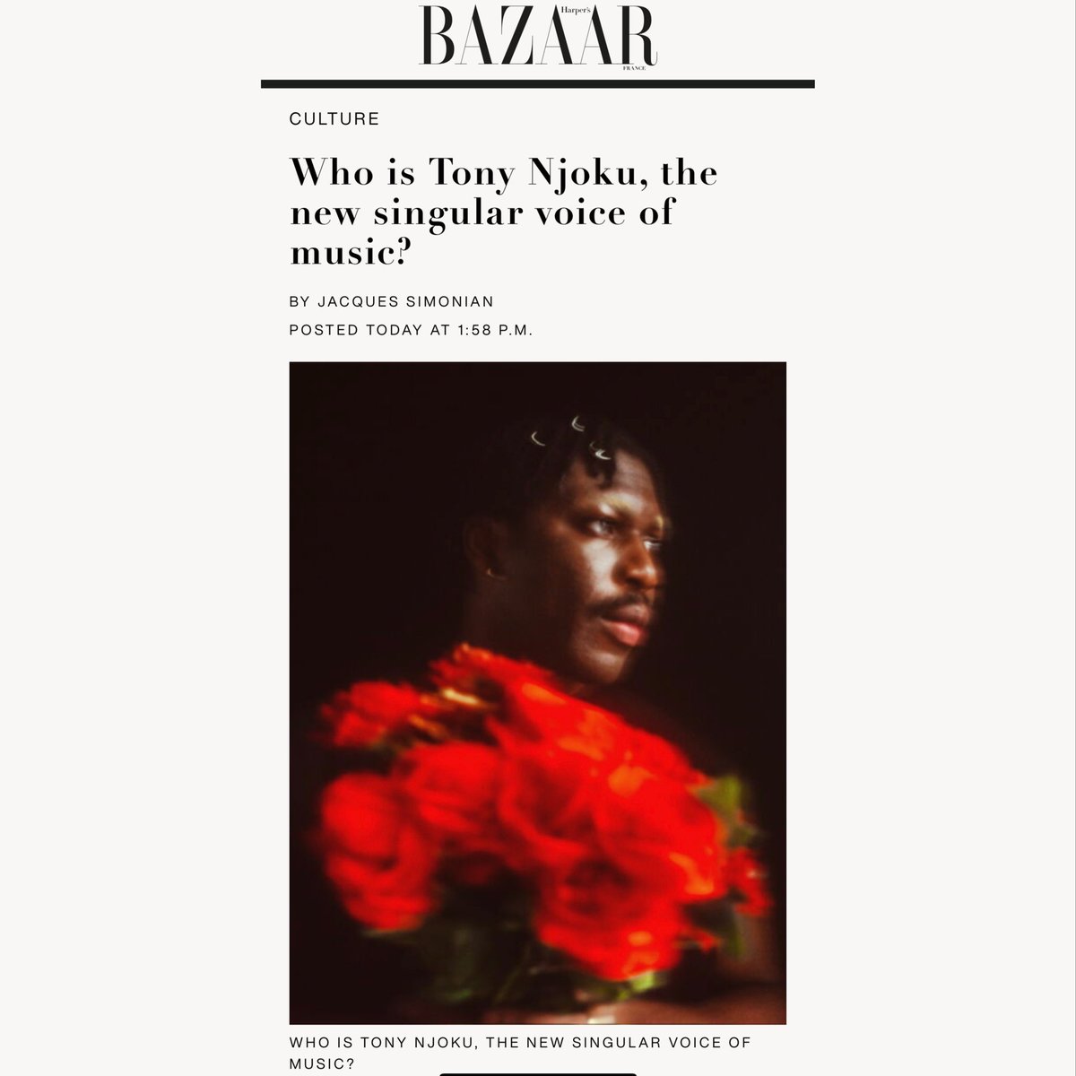 For @HarpersBazaarFr 🔥🔥 Words by Jacques Simonian, thank you for the good talk and kind words Images by Jordan Woods 🙏🏾 Follow link below if you’d like a read about my life and work….. harpersbazaar.fr/culture/qui-es…