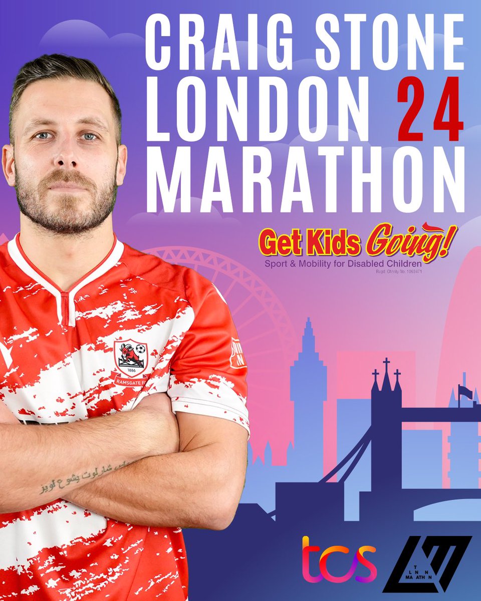 Good luck to <a href="/stone_craig/">Craig Stone</a> who will be running this years <a href="/LondonMarathon/">TCS London Marathon</a> and will be supporting the <a href="/GetKidsGoing/">Get Kids Going!</a> charity. You can support Craig by donating here - 2024tcslondonmarathon.enthuse.com/pf/craig-stone?