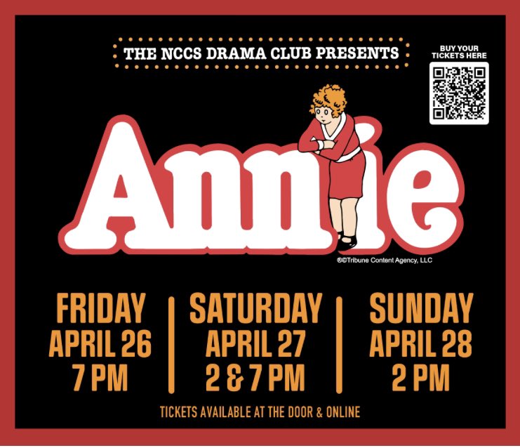 Super excited for the upcoming NCCS Drama Club production of Annie! Come see it April 26-28.@CVESBOCES @SunCmtyNews @wcax @WPTV