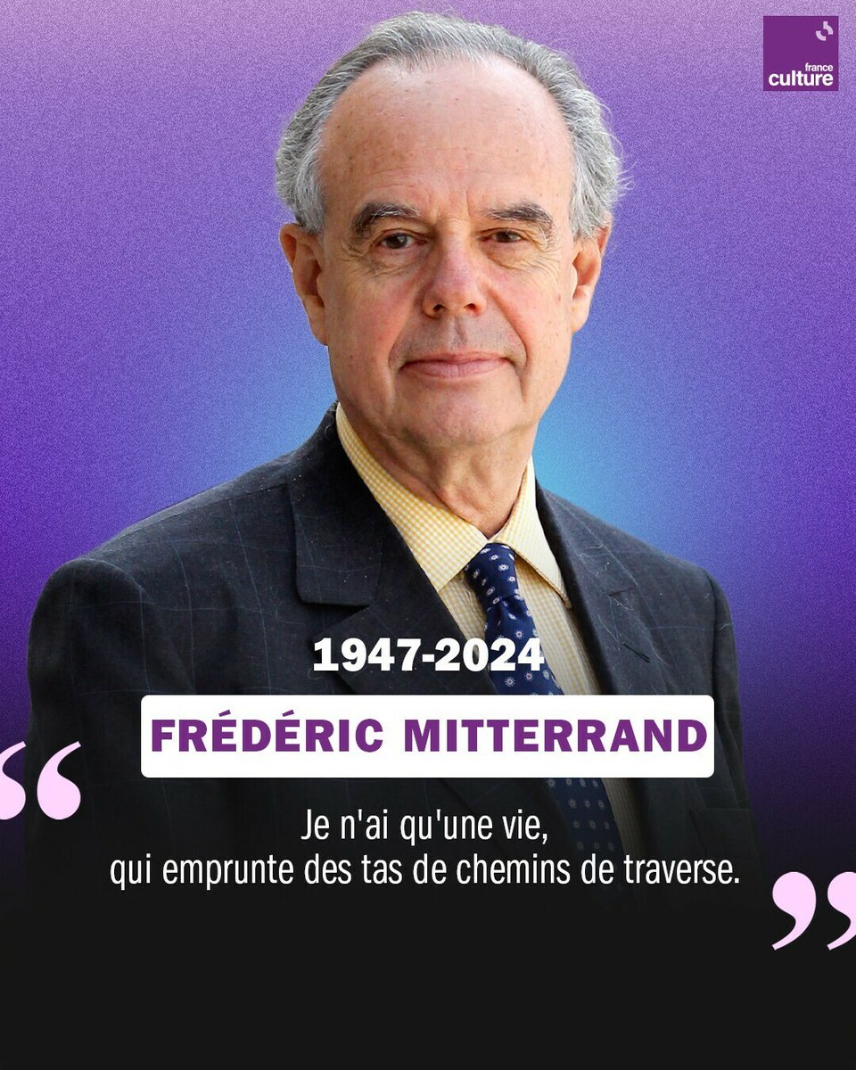 Frédéric Mitterrand est décédé à l'âge de 76 ans d'un cancer. Il aura été tour à tour écrivain, réalisateur, homme de cinéma, de radio et de télé, ministre de la Culture sous Nicolas Sarkozy. Portrait d'un personnage iconoclaste, difficilement classable
➡️ l.franceculture.fr/vED