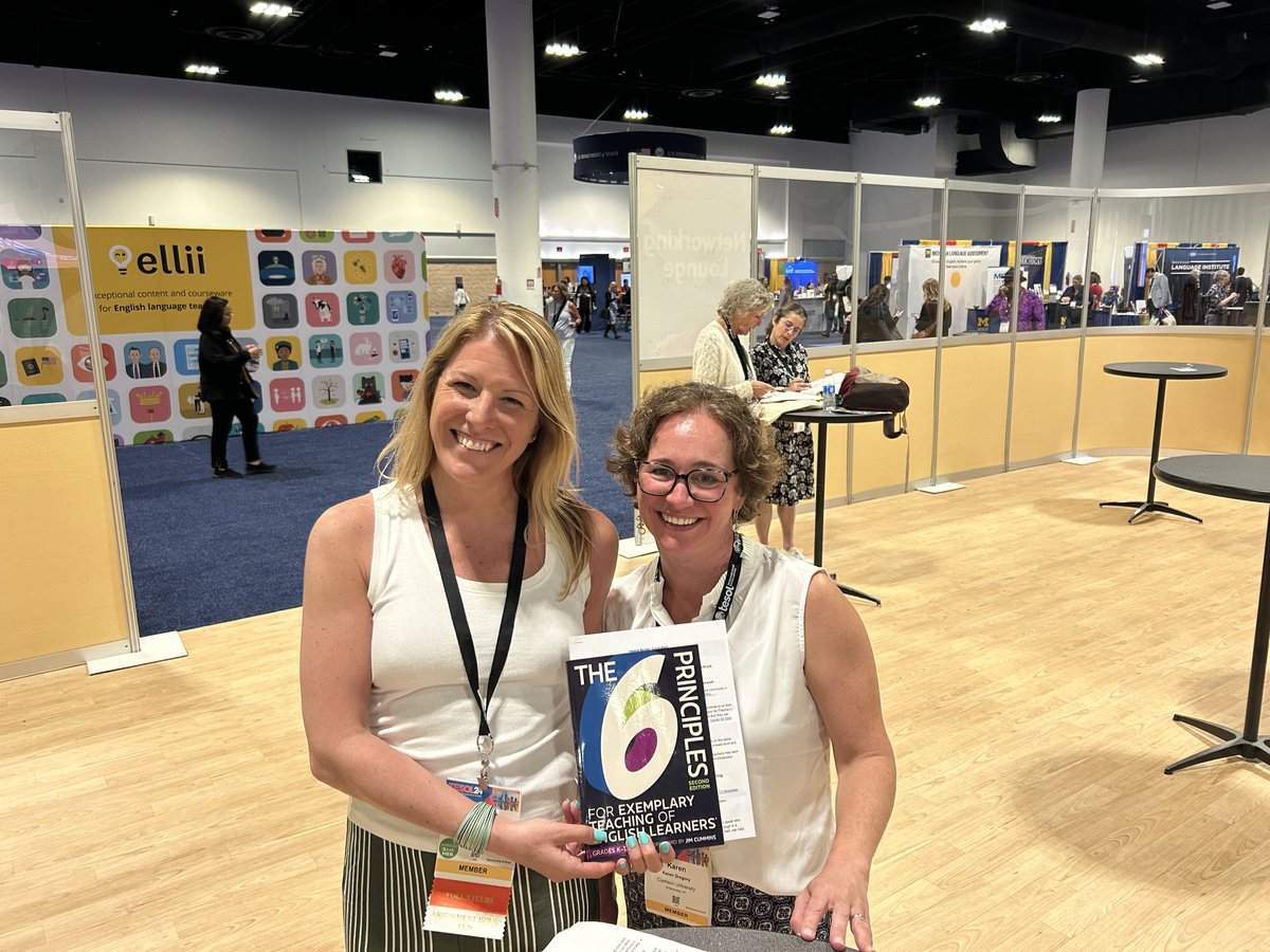 Today from the #TESOL International Convention in Tampa, Dr. Gretchen Oliver and Dr. Karen Gregory with The 6 Principles for Exemplary Teaching of English Learners Grades K-12, Second Edition.  You'll find Dr. Oliver's and Dr. Gregory's contributions in chapter six!