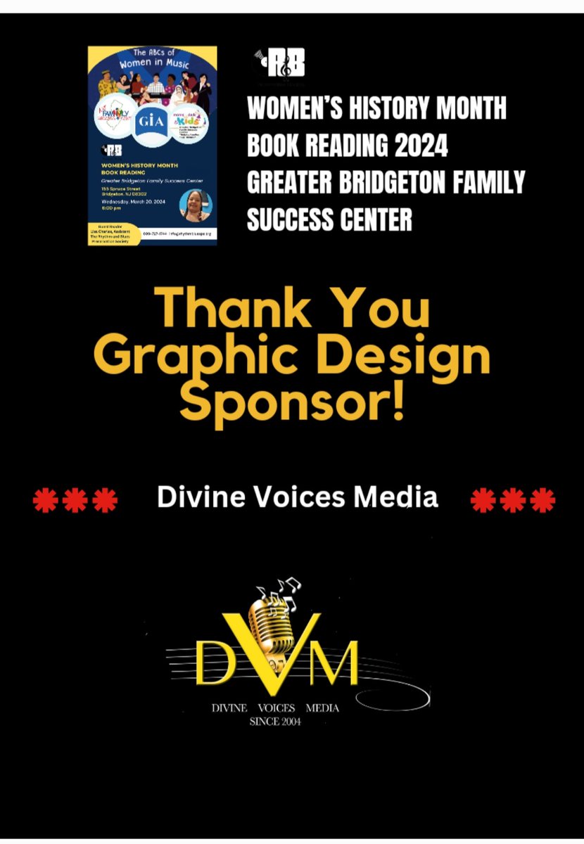 RBPS thanks Divine Voices Media for being our Graphic Design Sponsor! #rbpsoc #blackmusicpreservationists #preserveblackmusic #BlackMusicCulture365TM #WomensHistoryMonth
