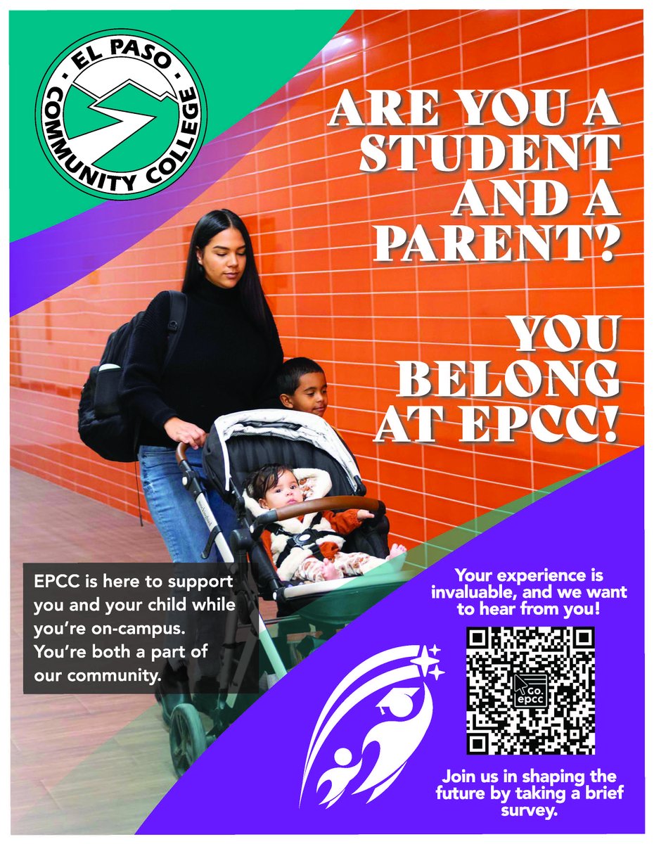 EPCCNews's tweet photo. Are you a parent who is also currently a student at EPCC?  We want to learn how we can better support your success!  Give us your opinion and share your ideas by taking this survey https://t.co/LQE2JdFO2V https://t.co/lGpXuHPuvf