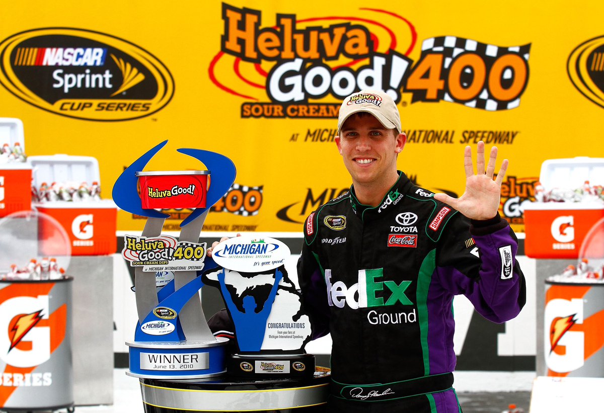 #TBT In 2010, Denny Hamlin thoroughly dominated the field in the Heluva Good! Sour Cream Dips 400. Leading 123 of 200 laps, Hamlin earned his first MIS win, and his fifth of the season. 🎟️GET TICKETS➡️ nas.cr/47AGX5v