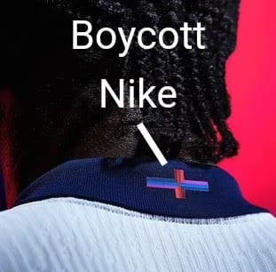 Antipolluters's tweet image. That is not a representation of the Cross of St George, 
It's a Woke representation from Nike; its unacceptable.

@GBNEWS