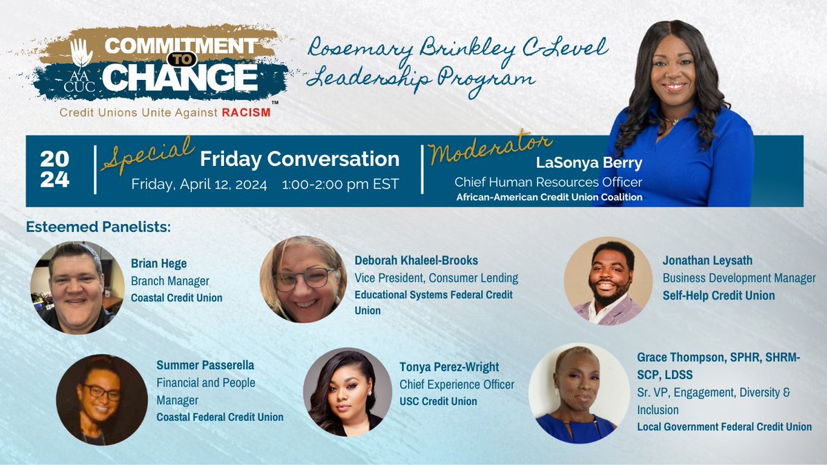 Join us for our April Special CTC Friday Conversation: 'Rosemary Brinkley C-Level Leadership Program.' Hear from a few of the most recent 2024 Rosemary Brinkley C-Level Leadership Development Program (BLDP) cohort graduates. Don't miss out! members.aacuc.org/news-releases/…