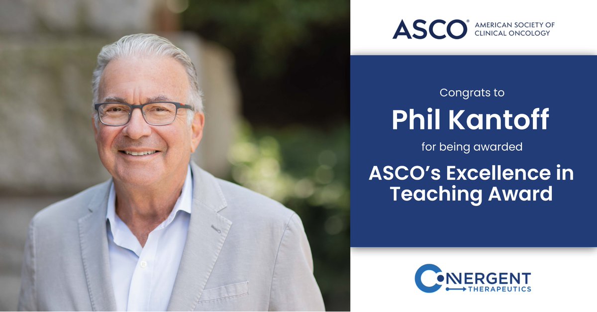 Convergent Therapeutics, Inc. (@convergentrx) on Twitter photo We are proud to share our Co-Founder and CEO Dr. Philip Kantoff has been awarded the <a href="/ASCO/">ASCO</a> Excellence in Teaching Award, underscoring ASCO’s belief that teaching is a vital part of #cancer care and the future of cancer medicine. For more, visit: connection.asco.org/magazine/featu… #ASCO2024 We are proud to share our Co-Founder and CEO Dr. Philip Kantoff has been awarded the <a href="/ASCO/">ASCO</a> Excellence in Teaching Award, underscoring ASCO’s belief that teaching is a vital part of #cancer care and the future of cancer medicine. For more, visit: connection.asco.org/magazine/featu… #ASCO2024