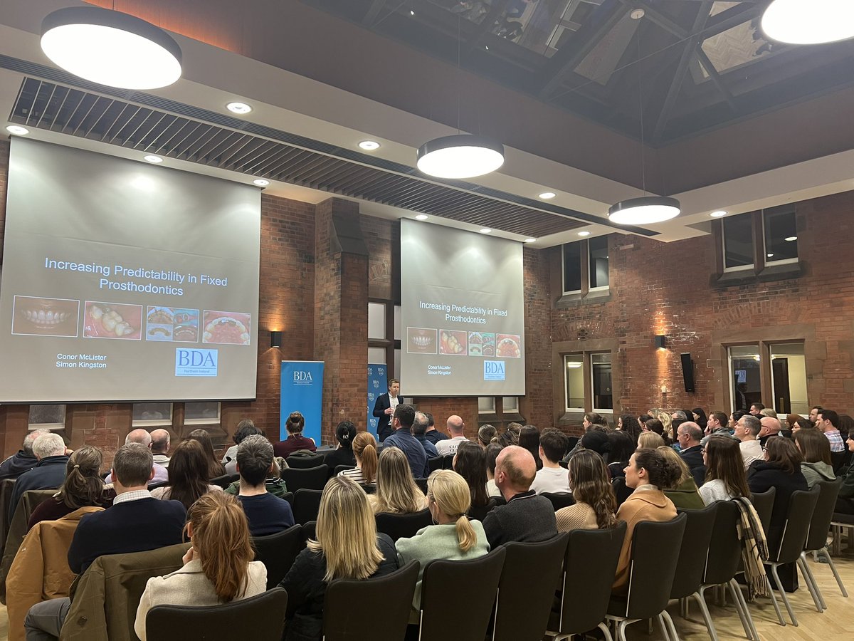 We are underway at the second @TheBDA Northern Ireland education event for 2024. This evening we have a full house listening to excellent presentations from Conor McLister and Simon Kingston on fixed prosthodontics. @QUB_Dentistry @CPH_QUB @BSSPD @qubengagemhls_d