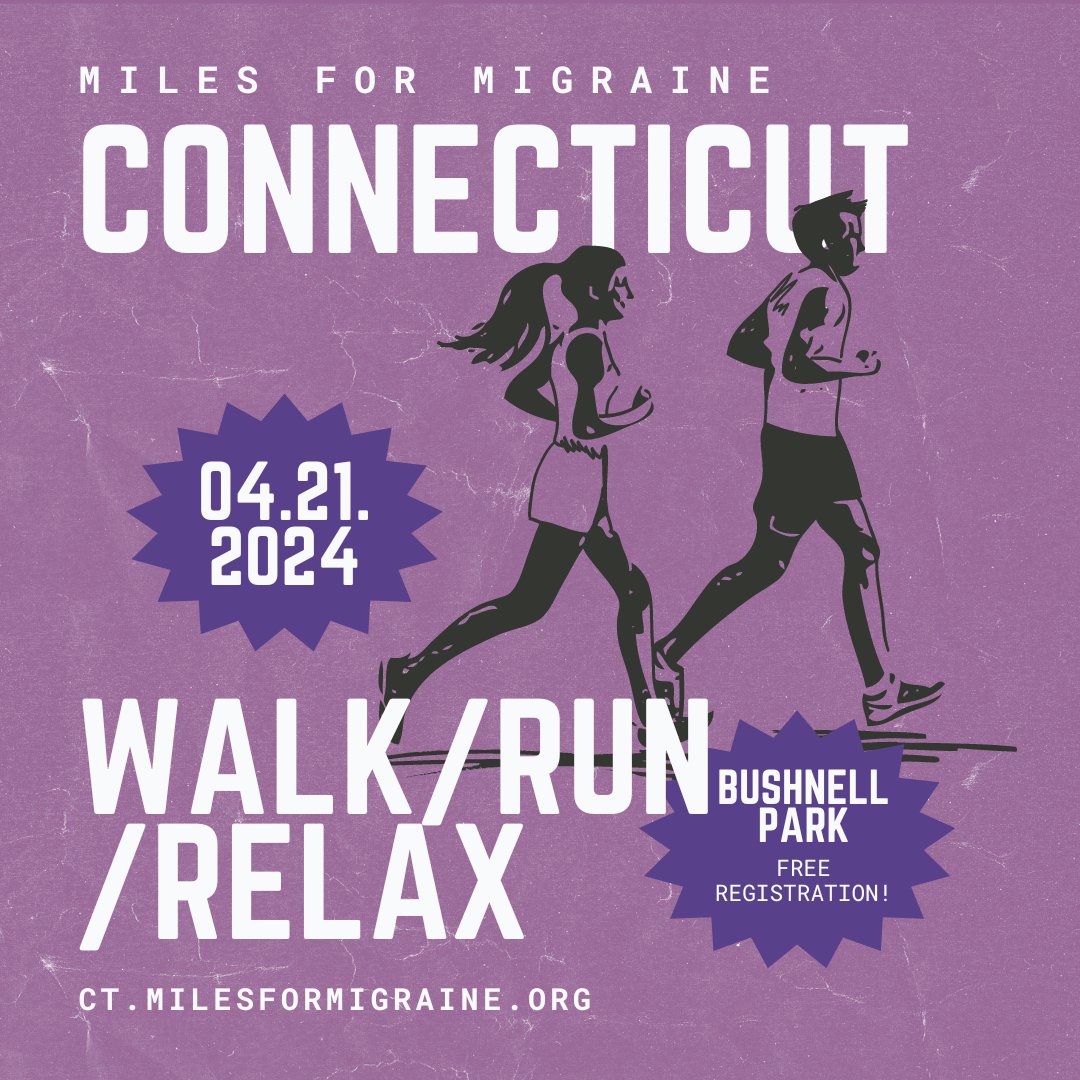 Grow your community of migraine & headache supporters at our Hartford, CT event on April 21st at Bushnell Park! Walk, Run, or Relax as you form meaningful connections with members of your community 💜 The best part? Registration is FREE! Sign up today: CT.MilesForMigraine.org