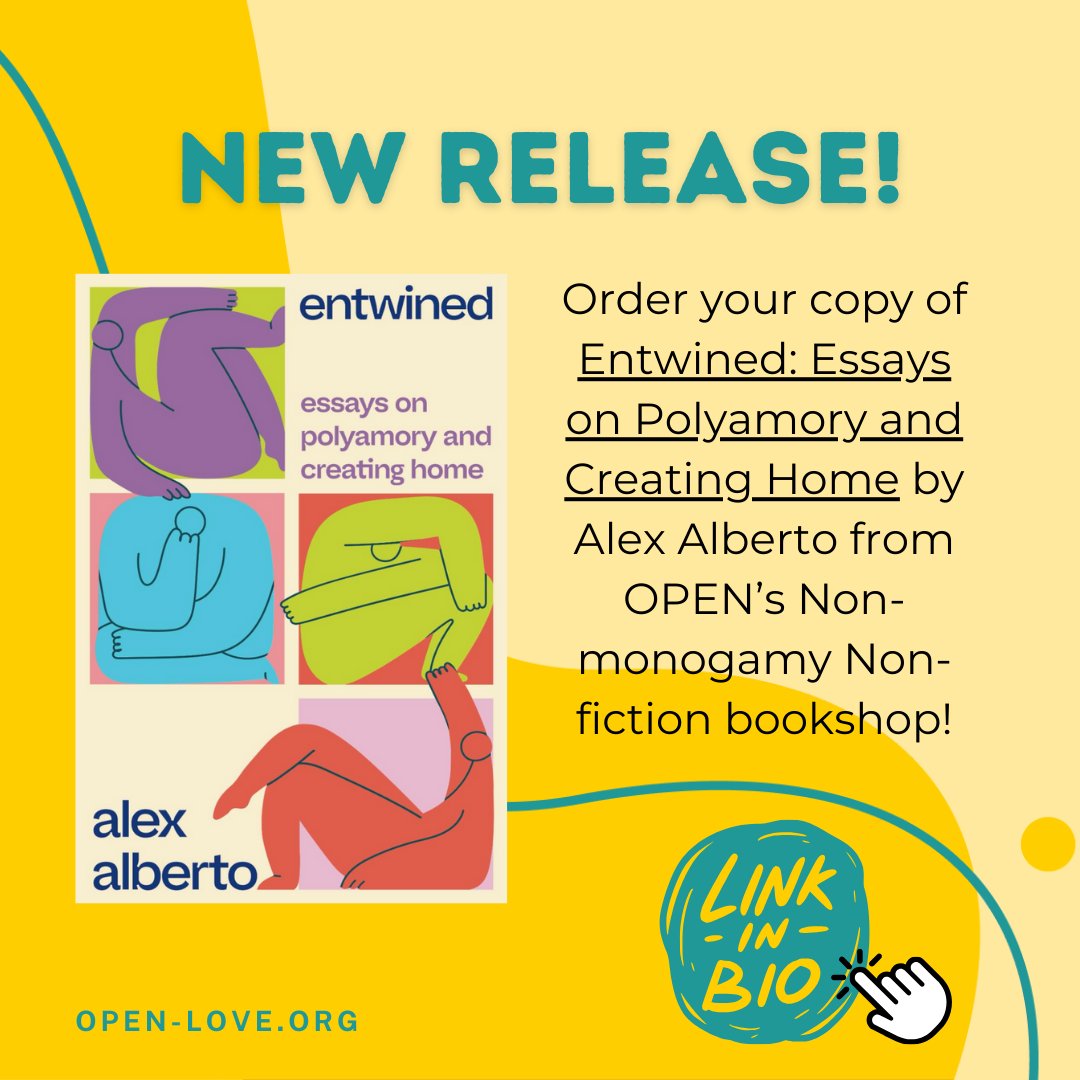 New #nonmonogamy book release! Check out 'Entwined: Essays on Polyamory and Creating Home' by Alex Alberto on OPEN's Bookshop. It's a great way to support non-monogamous authors, indie bookstores, and OPEN's mission all at the same time! bookshop.org/a/88117/979898…