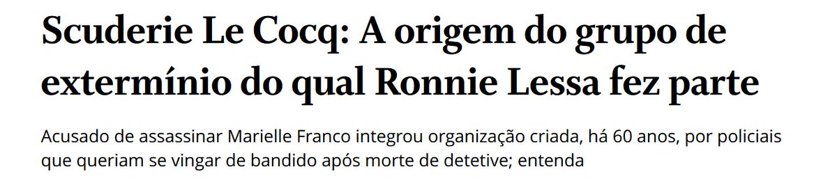Alguém afirmou que eu estava "exagerando" ao dizer que a violência policial de hoje é alimentada pelos crimes da Ditadura. Bem, Ronie Lessa, assassino de Marielle, foi integrante de um grupo extermínio que não apenas nasceu durante o regime, como foi ativamente apoiado por ele.