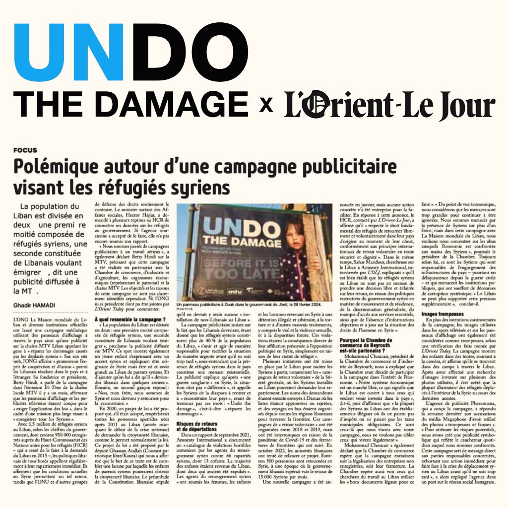 #UNdoTheDamage by #Phenomena @LOrientLeJour