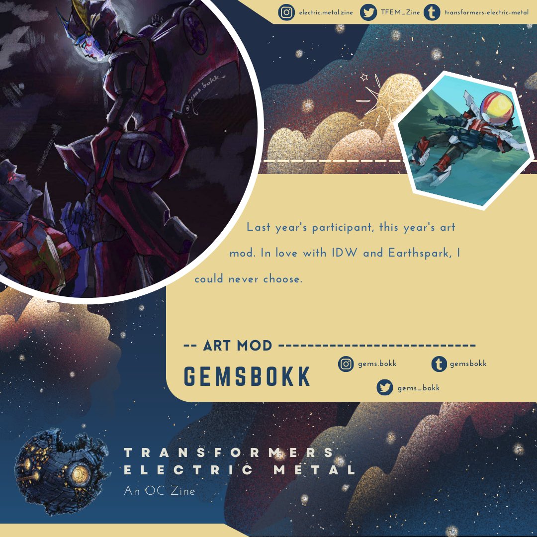 TFEM_Zine's tweet photo. Our next mod up for spotlight is @gems_bokk, who was a contributor last year but is now helping our project out as the 2024 Electric Metal Art Mod! 

#transformers #zine #spotlight https://t.co/vcra0RnT8r