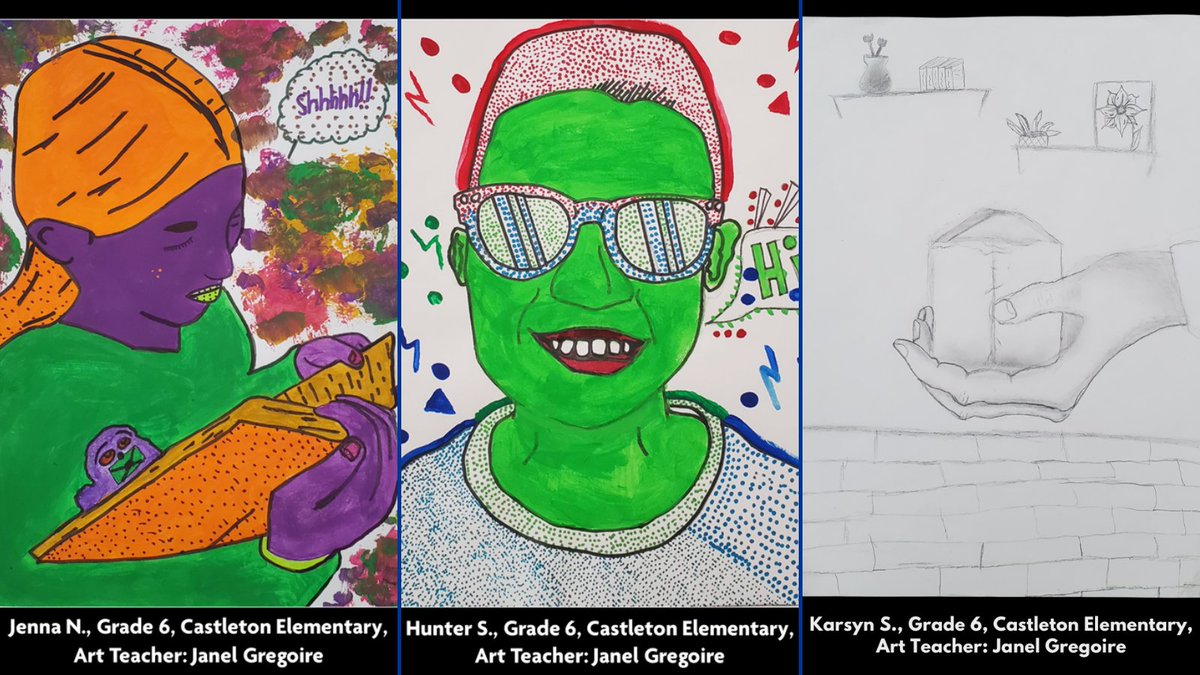 For NYS Youth Art Month, @WMHTPubMedia has been showcasing art by local students. The following CES grade 5-6 students were submitted by Mrs. Gregoire & selected! Kolby K, Chloe K, Aubrey H, Nico L, Gwenevere G, Allie H, Jenna N, Hunter S & Karsyn S.