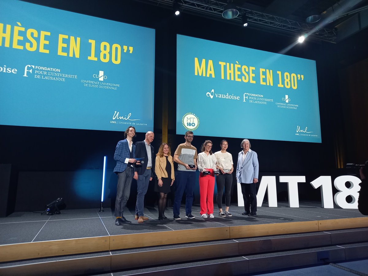 MT180 Suisse (@mt180ch) on Twitter photo #MT180 <a href="/unil/">Université de Lausanne</a> : c’est le moment du verdict :
Prix du public à Joanna Vuille
Troisième prix à Jana Huiyue Zhang
Deuxième prix à Gregory Mathez
Première Prix à Joanna Vuille
Bravo à tous les candidat·e·s et un grand merci à <a href="/unil/">Université de Lausanne</a> pour cette magnifique soirée ! #MT180 <a href="/unil/">Université de Lausanne</a> : c’est le moment du verdict :
Prix du public à Joanna Vuille
Troisième prix à Jana Huiyue Zhang
Deuxième prix à Gregory Mathez
Première Prix à Joanna Vuille
Bravo à tous les candidat·e·s et un grand merci à <a href="/unil/">Université de Lausanne</a> pour cette magnifique soirée !