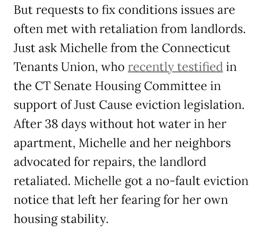 Read about how passing expanded Just Cause is an environmental justice issue! Call your legislator to support SB 143: bit.ly/justcausecall ctmirror.org/2024/03/21/ct-…