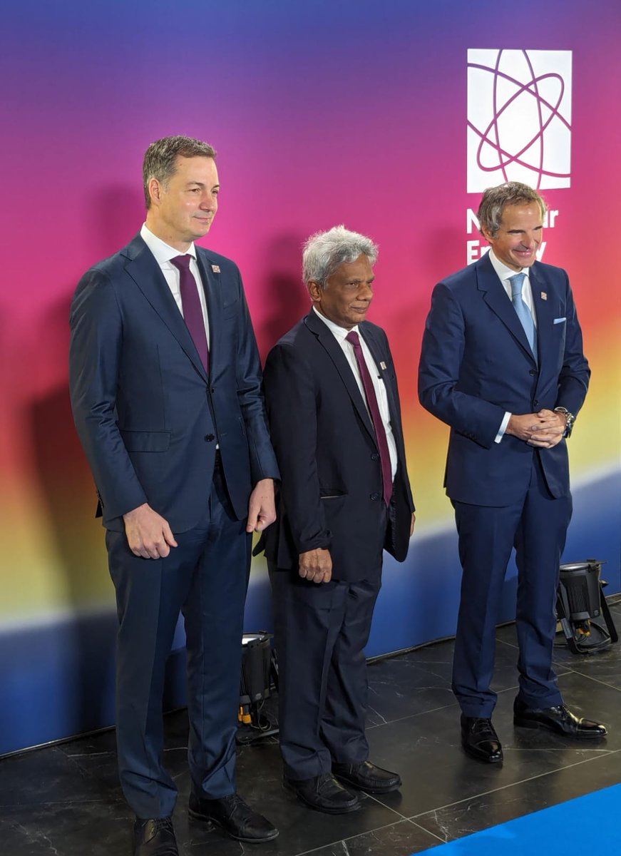 The 1st Nuclear Energy Summit brings world leaders together on how nuclear power can drive sustainable development: Dr. Ajit Kumar Mohanty, Secretary, DAE &amp; Chairman, AEC, at the Summit in Brussels with the PM of Belgium, <a href="/alexanderdecroo/">Alexander De Croo 🇧🇪🇪🇺</a> (L), and DG <a href="/iaeaorg/">IAEA - International Atomic Energy Agency ⚛️</a> , <a href="/rafaelmgrossi/">Rafael Mariano Grossi</a> (R)