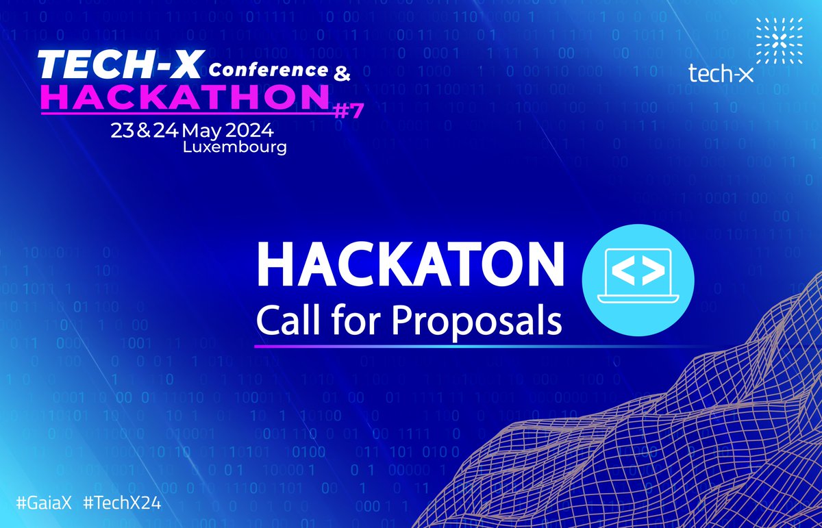 📣Calling all innovators! Join us for #GaiaX Hackathon #7 on 23-24 May at the European Convention Center, Luxembourg. Submit your hacking proposal now & don't miss the opportunity to showcase your talent & make a lasting impact on the Gaia-X ecosystem: gaia-x.eu/tech-x-hackath…