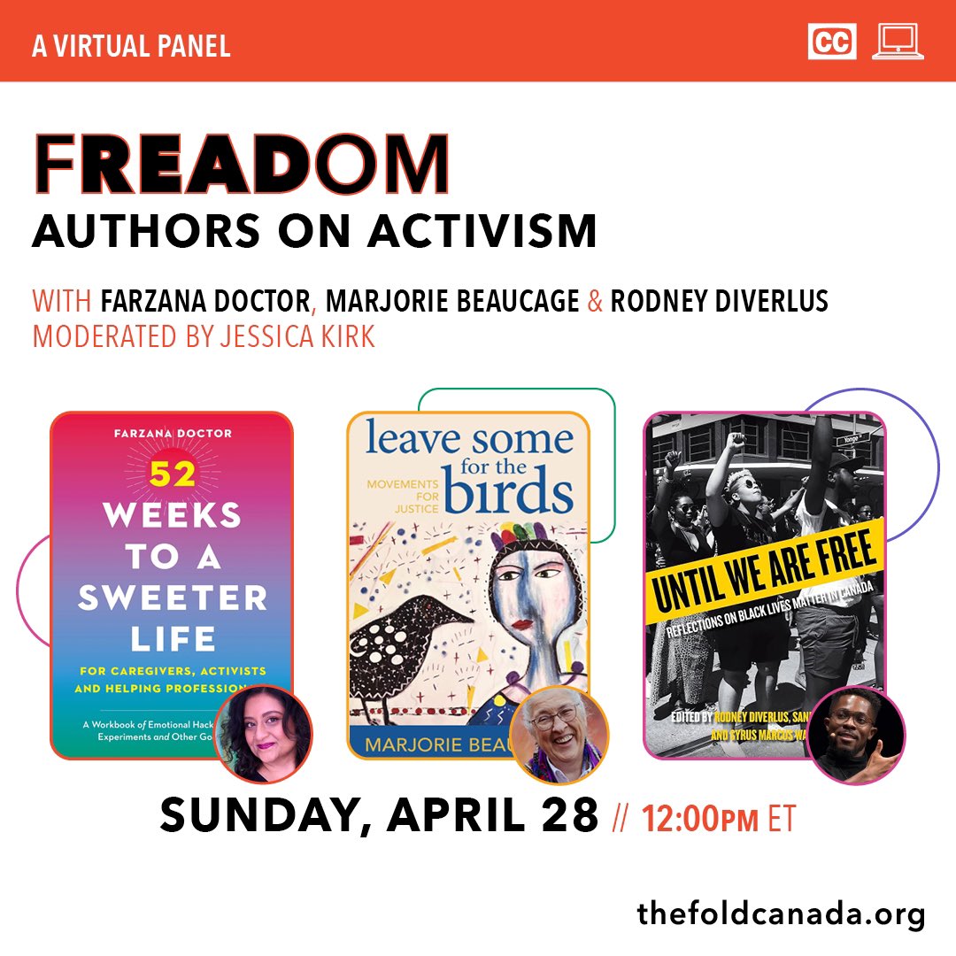Join us on April 28, at 12:00pm ET for our opening virtual event, FREADOM: AUTHORS ON ACTIVISM! Join us virtually (April 28 - May 1) and in-person (May 2 - 5) in downtown Brampton for this year's festival. Register today at thefoldcanada.org/register!